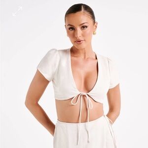 NWT Meshki Fatima Linen Crop Top